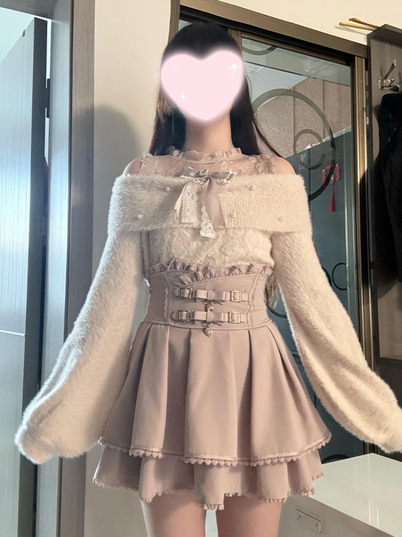 Winter Clothing Cute - Pull à épaules dénudées style japonais