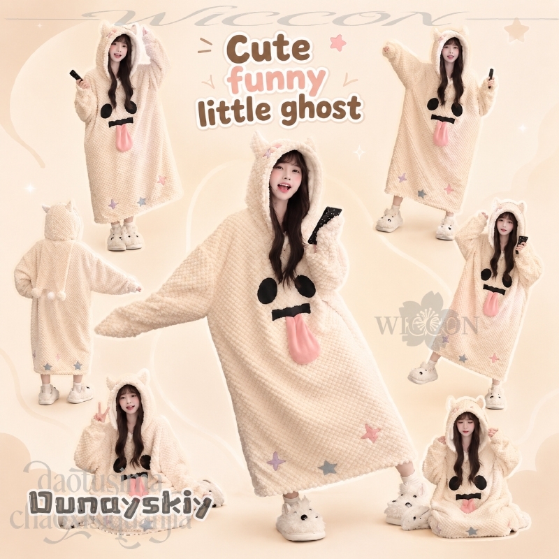 Winter Clothing Cute - Pyjama combinaison longue blanche fantôme mignon