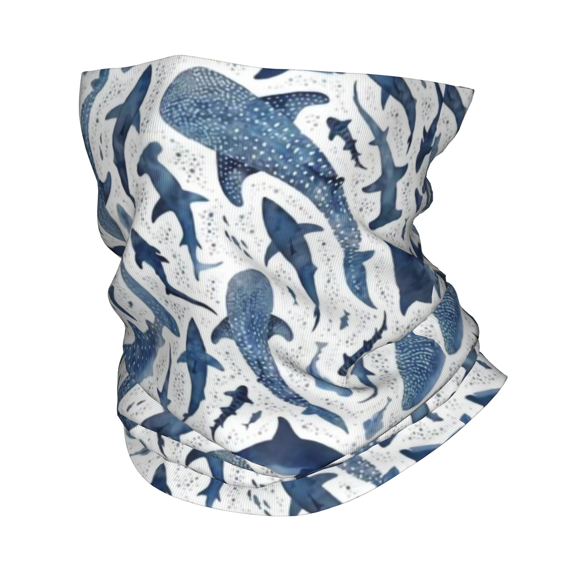 Wool Balaclava Knit - Personnalisé bleu aquarelle requin Bandana cou