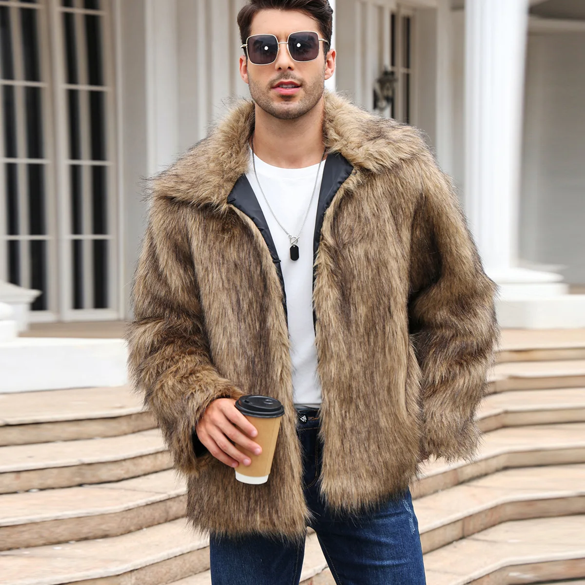Winter Clothing Cute - Hommes fausse fourrure de renard veste