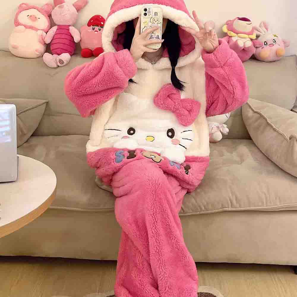 Pyjama en velours corail chaud - Winter Clothing Cute avis et prix