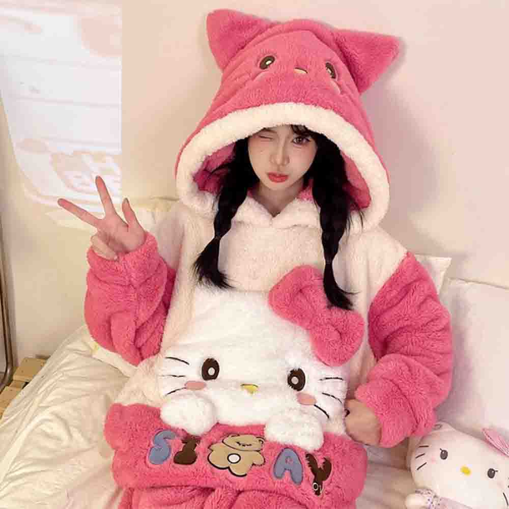 Pyjama en velours corail chaud - Winter Clothing Cute avis et prix